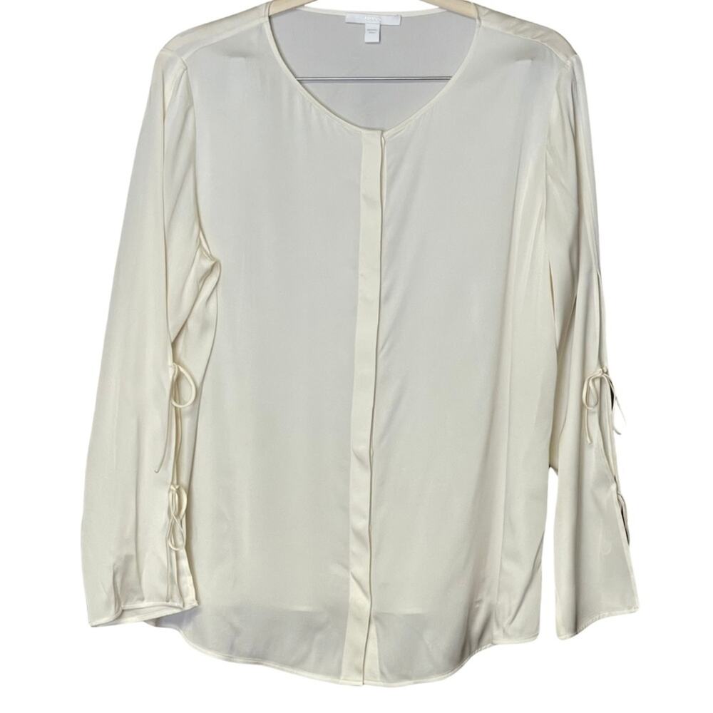 BOSS by Hugo Boss cream blouse sleeve ties detail office professional size 14